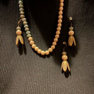 Gold-Tone Pearl Drop Necklace & Earrings Set - Cream Pearls